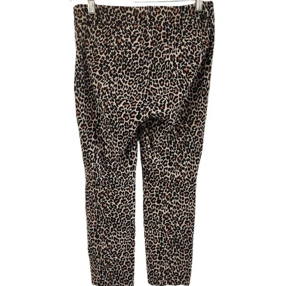 J Crew Winnie Pant Leopard Ankle Side Zip Stretch Size 4P 4 Petite Womens Pants - Picture 5 of 6